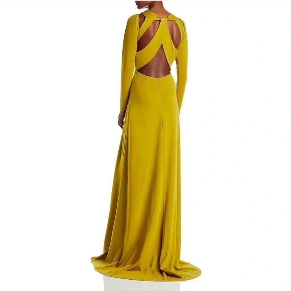 NWT YAURA Layo Cut Out Faux Wrap Gown Olive Size 10